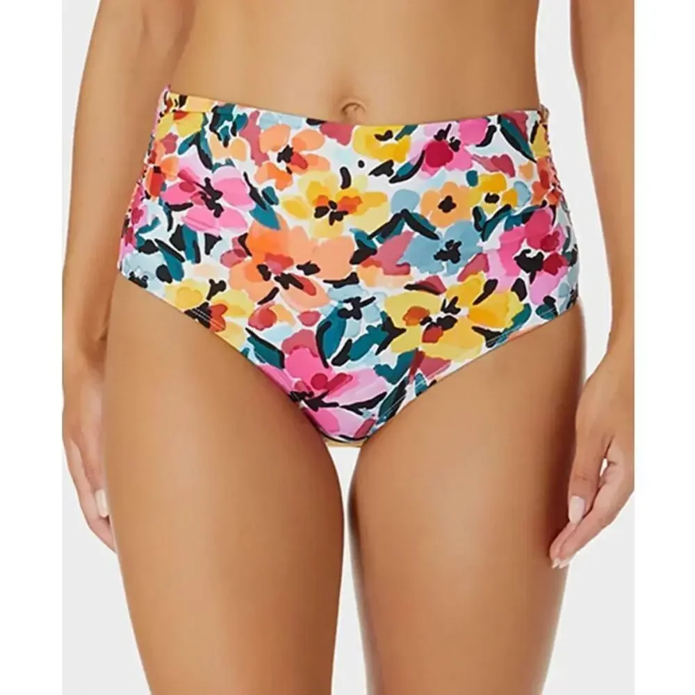 Anne Cole Women's Multicolor High-Waisted Floral Bikini Bottoms M